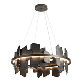 ARDESIA CIRCULAR LED PENDANT BY HUBBARDTON FORGE, FINISH: NATURAL IRON; ACCENT SLATE, | CASA DI LUCE LIGHTING