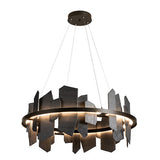 ARDESIA CIRCULAR LED PENDANT BY HUBBARDTON FORGE, FINISH: OIL RUBBED BRONZE; ACCENT SLATE, | CASA DI LUCE LIGHTING