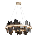 ARDESIA CIRCULAR LED PENDANT BY HUBBARDTON FORGE, FINISH: SOFT GOLD; ACCENT SLATE, | CASA DI LUCE LIGHTING