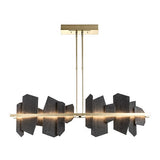 ARDESIA LINEAR LED PENDANT BY HUBBARDTON FORGE, FINISH: MODERN BRASS; ACCENT SLATE, | CASA DI LUCE LIGHTING