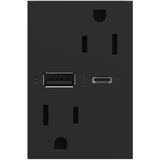 Graphite Adorne 15A Tamper Resistant Ultra Fast USB Type A/C Outlet by Legrand Adorne