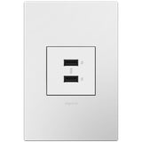White Adorne Ultra Fast USB Type A/A Outlet by Legrand Adorne