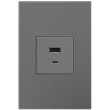 Magnesium Adorne Ultra Fast USB Type A/C Outlet by Legrand Adorne