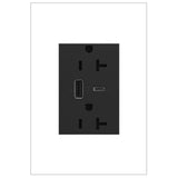 Adorne 20A Tamper Resistant Ultra Fast USB Type AC Outlet Graphite