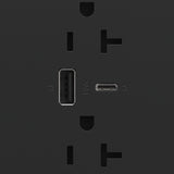 Adorne 20A Tamper Resistant Ultra Fast USB Type AC Outlet Graphite Finish Detailed View