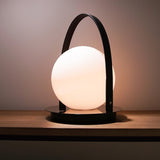 Bola Lantern Table Lamp by Pablo, Finish: Black-Matte Black, Black-Brass, Black-Gunmetal, Tan-Matte Black, Tan-Brass, Tan-Chrome, , | Casa Di Luce Lighting