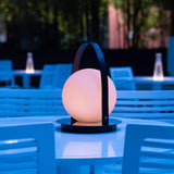 Bola Lantern Table Lamp by Pablo, Finish: Black-Matte Black, Black-Brass, Black-Gunmetal, Tan-Matte Black, Tan-Brass, Tan-Chrome, , | Casa Di Luce Lighting