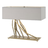 BRINDILLE TABLE LAMP BY HUBBARDTON FORGE, FINISH: MODERN BRASS; SHADE: LIGHT GREY, | CASA DI LUCE LIGHTING