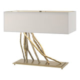 BRINDILLE TABLE LAMP BY HUBBARDTON FORGE, FINISH: MODERN BRASS; SHADE: NATURAL ANNA, | CASA DI LUCE LIGHTING
