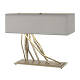 BRINDILLE TABLE LAMP BY HUBBARDTON FORGE, FINISH: SOFT GOLD; SHADE: MEDIUM GREY, | CASA DI LUCE LIGHTING