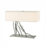 BRINDILLE TABLE LAMP BY HUBBARDTON FORGE, FINISH: STERLING; SHADE: NATURAL ANNA, | CASA DI LUCE LIGHTING