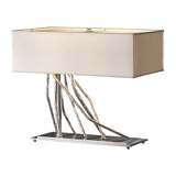 BRINDILLE TABLE LAMP BY HUBBARDTON FORGE, FINISH: VINTAGE PLATINUM; SHADE: NATURAL ANNA, | CASA DI LUCE LIGHTING