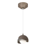 BROOKLYN DOUBLE SHADE LOW VOLTAGE MINI PENDANT BY HUBBARDTON FORGE, FINISH: BRONZE; ACCENT DARK SMOKE, OPAL GLASS, | CASA DI LUCE LIGHTING