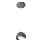 BROOKLYN DOUBLE SHADE LOW VOLTAGE MINI PENDANT BY HUBBARDTON FORGE, FINISH: DARK SMOKE; ACCENT: DARK SMOKE, OPAL GLASS, | CASA DI LUCE LIGHTING