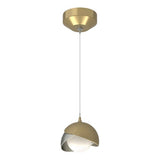 BROOKLYN DOUBLE SHADE LOW VOLTAGE MINI PENDANT BY HUBBARDTON FORGE, FINISH: MODERN BRASS; ACCENT: STERLING, OPAL GLASS, | CASA DI LUCE LIGHTING