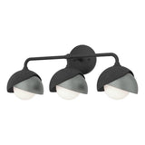BROOKLYN WALL LIGHT BY HUBBARDTON FORGE, FINISH: BLACK, ACCENT: VINTAGE PLATINUM, OPAL GLASS, | CASA DI LUCE LIGHTING