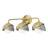 BROOKLYN WALL LIGHT BY HUBBARDTON FORGE, FINISH: MODERN BRASS, ACCENT: VINTAGE PLATINUM, OPAL GLASS, | CASA DI LUCE LIGHTING