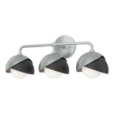 BROOKLYN WALL LIGHT BY HUBBARDTON FORGE, FINISH: VINTAGE PLATINUM, ACCENT: BLACK, OPAL GLASS, | CASA DI LUCE LIGHTING