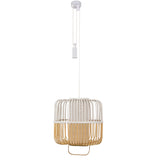 Bamboo Square Pendant Light By Forestier, Size: Large, Finish: White, , | Casa Di Luce Lighting