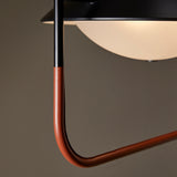 Matt Black and Brown Leather Wong Pendant Light by Aromas Del Campo