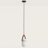 Matt Black with Matt Brass (details) and Brown Leather Almon Pendant Light by Aromas Del Campo