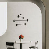 Matt Black Pipe Chandelier in Restaurant