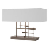 CAVALETTI TABLE LAMP BY HUBBARDTON FORGE, FINISH: BRONZE; SHADE: LIGHT GREY, | CASA DI LUCE LIGHTING