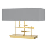 CAVALETTI TABLE LAMP BY HUBBARDTON FORGE, FINISH: MODERN BRASS; SHADE: MEDIUM GREY, | CASA DI LUCE LIGHTING