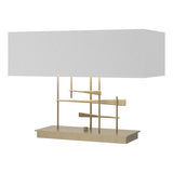 CAVALETTI TABLE LAMP BY HUBBARDTON FORGE, FINISH: SOFT GOLD; SHADE: LIGHT GREY, | CASA DI LUCE LIGHTING