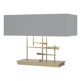 CAVALETTI TABLE LAMP BY HUBBARDTON FORGE, FINISH: SOFT GOLD; SHADE: MEDIUM GREY, | CASA DI LUCE LIGHTING