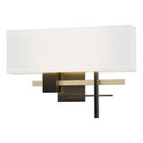 COSMO SCONCE BY HUBBARDTON FORGE, FINISH: BLACK; ACCENT FINISH: BRASS, SHADE: NATURAL ANNA, , | CASA DI LUCE LIGHTING
