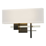 COSMO SCONCE BY HUBBARDTON FORGE, FINISH: BLACK; ACCENT FINISH: STERLING, SHADE: FLAX, , | CASA DI LUCE LIGHTING