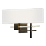 COSMO SCONCE BY HUBBARDTON FORGE, FINISH: BLACK; ACCENT FINISH: STERLING, SHADE: NATURAL ANNA, , | CASA DI LUCE LIGHTING