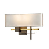 COSMO SCONCE BY HUBBARDTON FORGE, FINISH: BRONZE; ACCENT FINISH: BRASS, SHADE: NATURAL ANNA, , | CASA DI LUCE LIGHTING