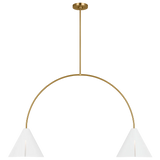 Cambre Large Linear Chandelier By Kelly Wearstler-Matte White And Burnished Brass