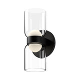 Cedar Double Wall Light by Kuzco - Black/Clear, Side view