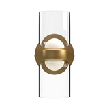 Cedar Double Wall Light by Kuzco - Brushed Gold/Clear, Front view