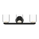 Cedar Vanity Light by Kuzco - Black/Clear, 3 Lights front view