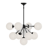 Celia Chandelier by Alora Mood - Large, Matte Black/Opal Glass