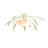 DAHLIA SEMI FLUSHMOUNT BY HUBBARDTON FORGE, FINISH: MODERN BRASS, OPAL GLASS, | CASA DI LUCE LIGHTING