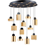12 Light Black/Gold Nob Multilight Pendant by ET2