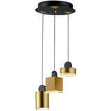 3 Light Black/Gold Nob Multilight Pendant by ET2