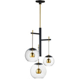 Black/Natural Aged Brass Nucleus 3 Light Suspension