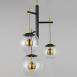 Black/Natural Aged Brass Nucleus 3 Light Suspension