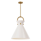 Emerson Pendant Light By Alora Mood - Large, Aged Gold/Glossy Opal Glass