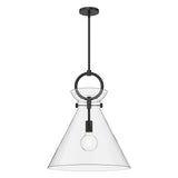 Emerson Pendant Light By Alora Mood - Large, Matte Black/Clear Glass