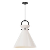 Emerson Pendant Light By Alora Mood - Large, Matte Black/Glossy Opal Glass