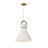 Emerson Pendant Light By Alora Mood - Medium, Aged Gold/Glossy Opal Glass