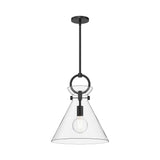 Emerson Pendant Light By Alora Mood - Medium, Matte Black/Clear Glass
