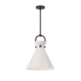 Emerson Pendant Light By Alora Mood - Medium, Matte Black/Glossy Opal Glass